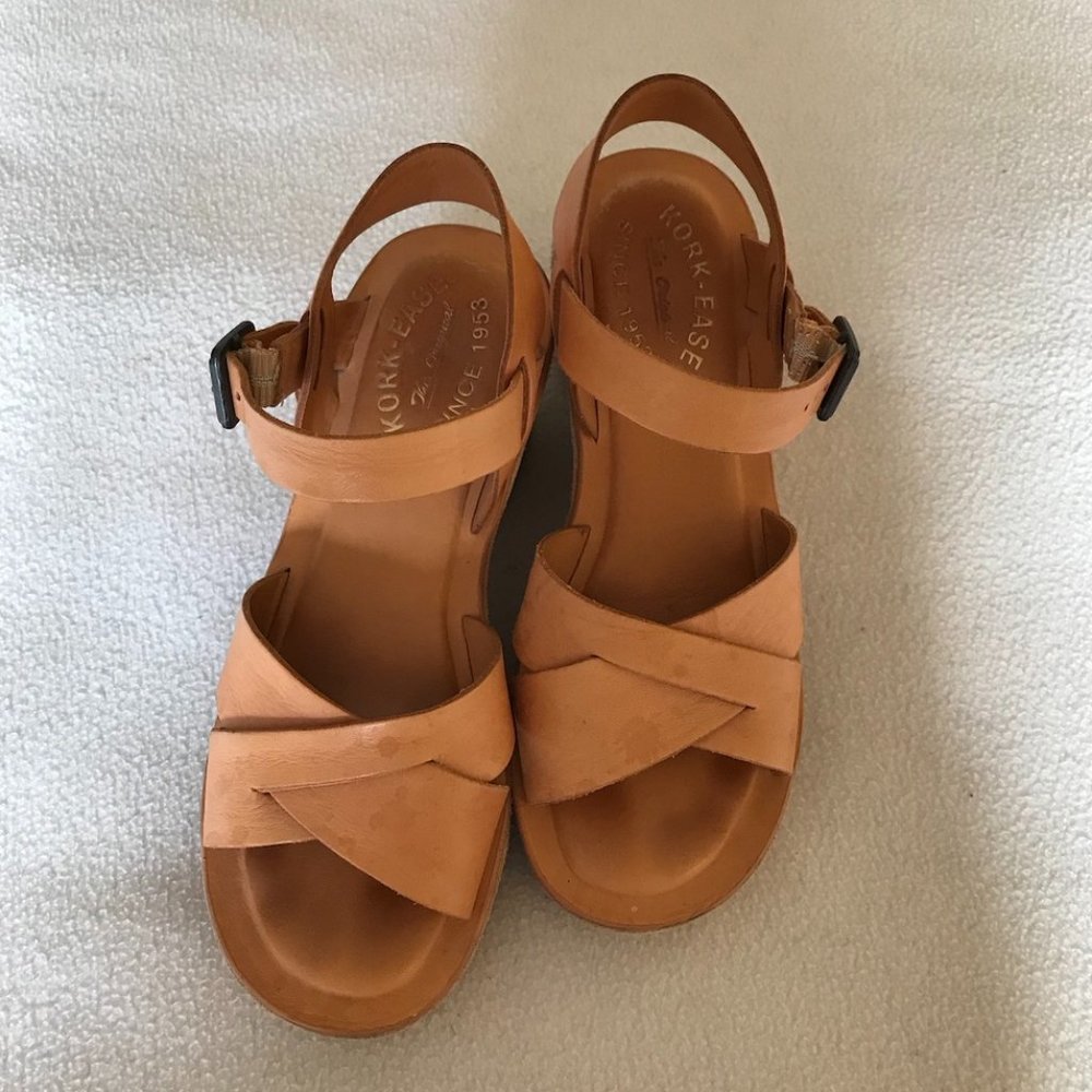 Kork-Ease Leather Platform Sandals Sz 6